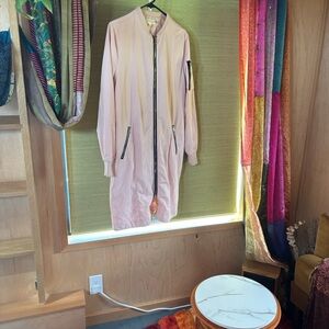 Long Pastel Pink Bomber Jacket